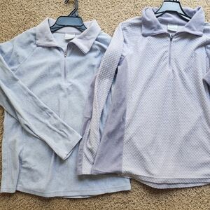 Women 2 Columbia Quarter Zip Fleece Shirts L Lavender